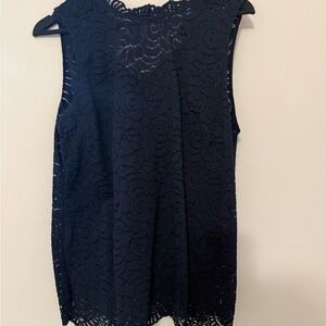 Banana Republic Elegant Navy Lace Sleeveless Top with Separate Undershirt